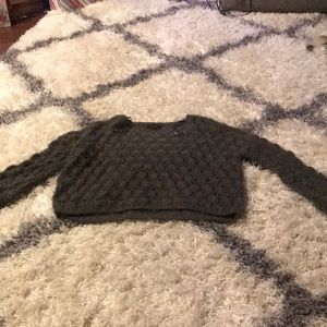 Olive green crop long sleeve sweater